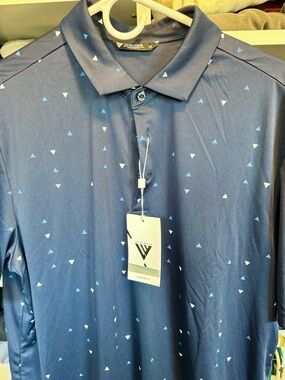 Men’s Levelwear Navy Confetti Polo Shirt NWT